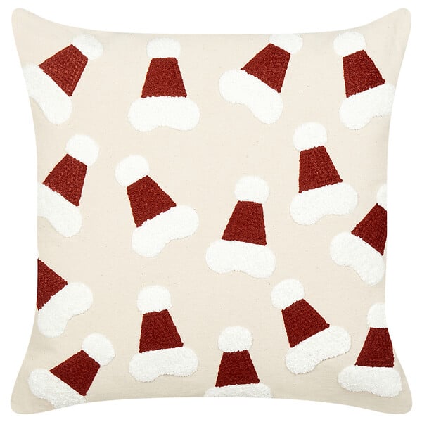 BELIANI - Lot de 2 coussins décoratifs SUGARPLUM Coton 45 x 45 cm Beige clair Motif de Noël - large