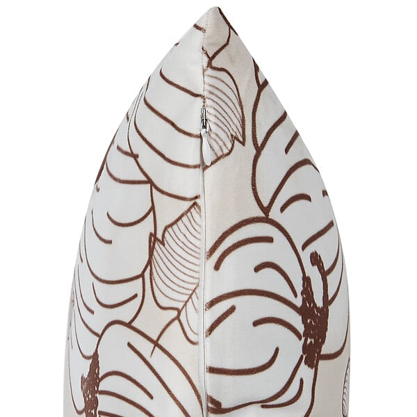 BELIANI - Lot de 2 coussins décoratifs GOURD Velours 45 x 45 cm Beige Motif de plante - large
