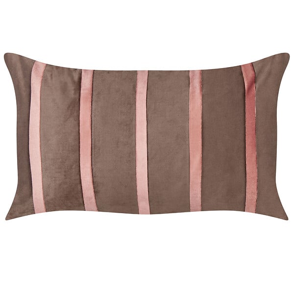 BELIANI - Lot de 2 coussins décoratifs CRODYLINE Velours 35 x 60 cm Marron À rayure - large