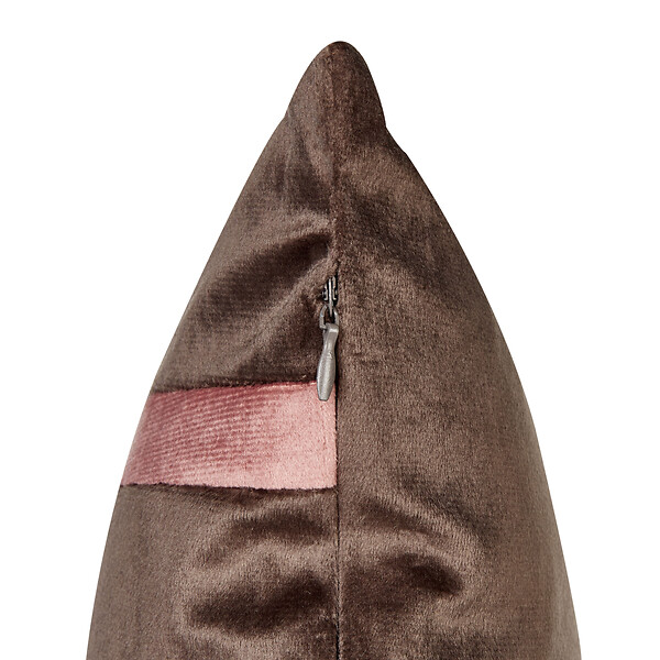 BELIANI - Lot de 2 coussins décoratifs CRODYLINE Velours 35 x 60 cm Marron À rayure - large