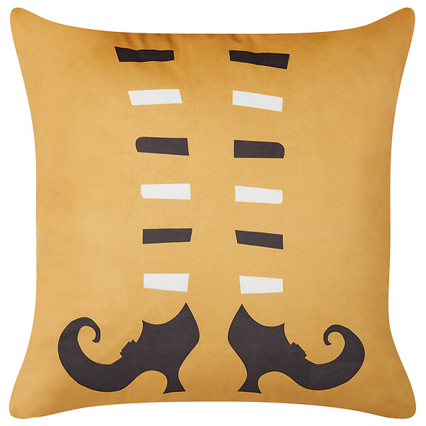 BELIANI - Lot de 2 coussins décoratifs COVASNA Velours 45 x 45 cm Orange Motif abstrait - large