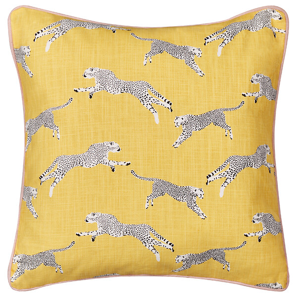 BELIANI - Lot de 2 coussins décoratifs ARALES Coton 45 x 45 cm Jaune Motif animal - large