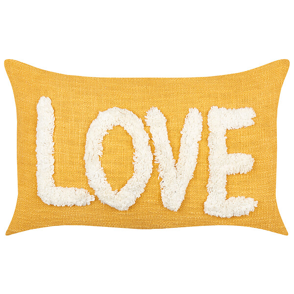 BELIANI - Lot de 2 coussins décoratifs LOVE Coton 30 x 50 cm Jaune - large