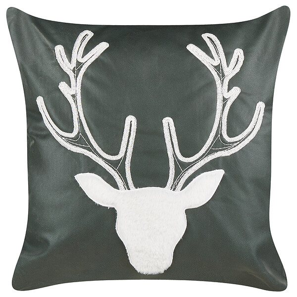 BELIANI - Lot de 2 coussins décoratifs BICOCCA Velours 45 x 45 cm Vert foncé Motif de Noël - large