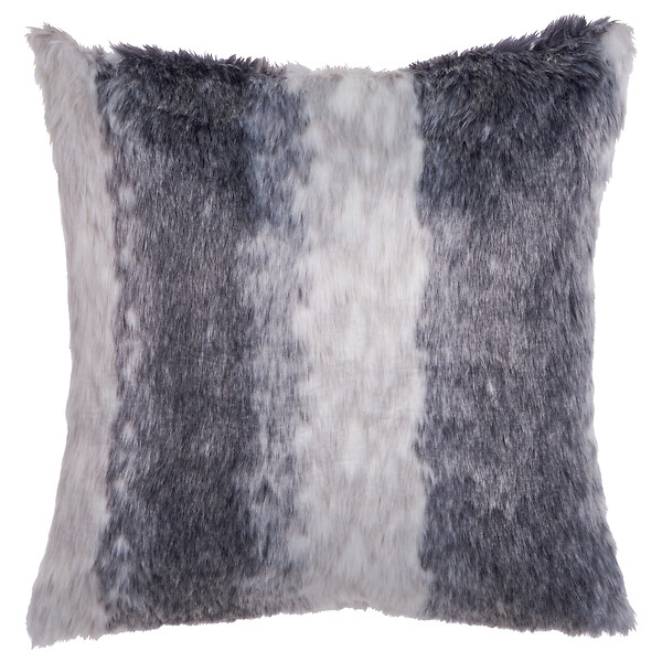 BELIANI - Lot de 2 coussins décoratifs HORDEUM Fourrure synthétique 45 x 45 cm Gris À rayure - large
