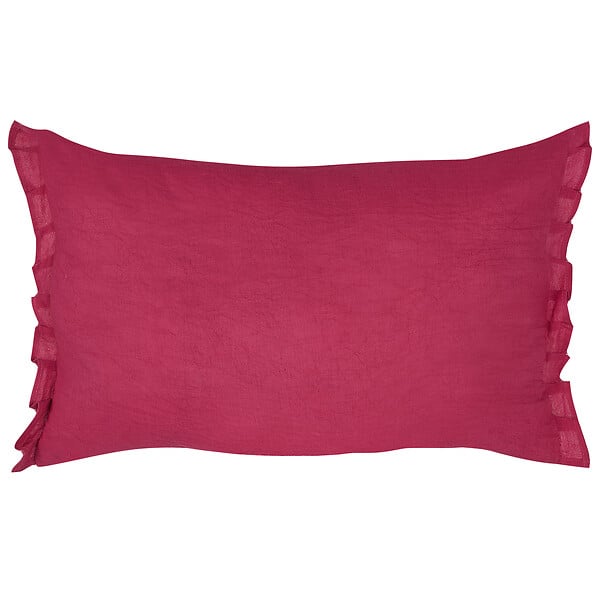 BELIANI - Lot de 2 coussins décoratifs SASSAFRAS Lin 30 x 45 cm Rouge Bordeaux Unicolore - large