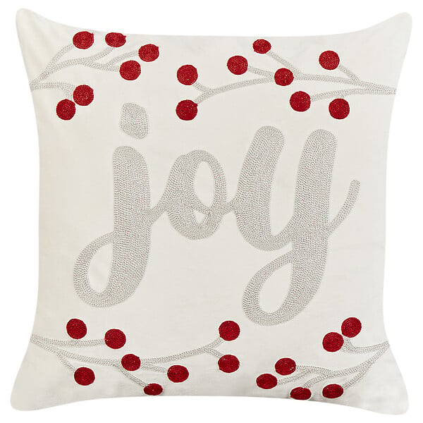BELIANI - Lot de 2 coussins décoratifs PRALINE Velours 45 x 45 cm Blanc Motif de Noël - large