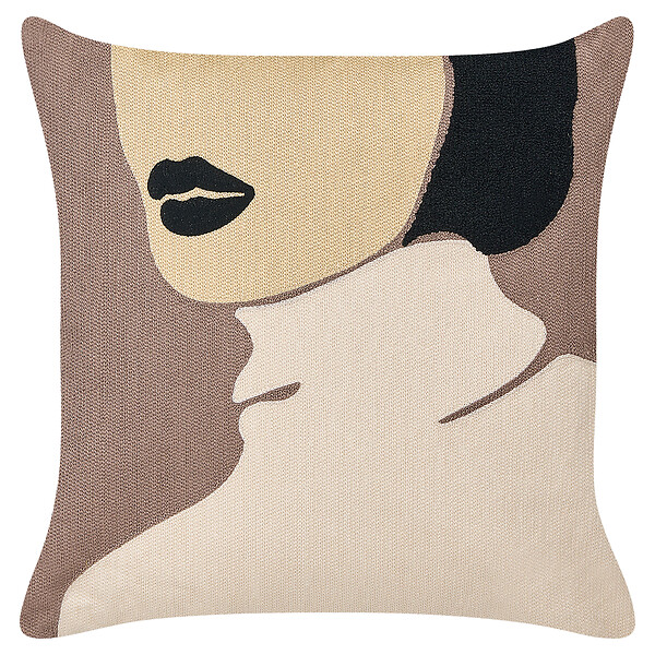 BELIANI - Lot de 2 coussins décoratifs SILPHIUM Coton 45 x 45 cm Marron Motif abstrait - large