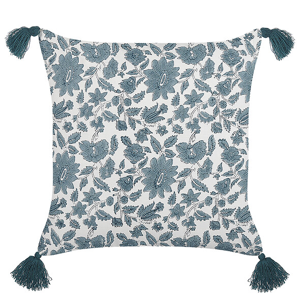 BELIANI - Lot de 2 coussins décoratifs RUMEX Coton 45 x 45 cm Bleu Motif floral - large