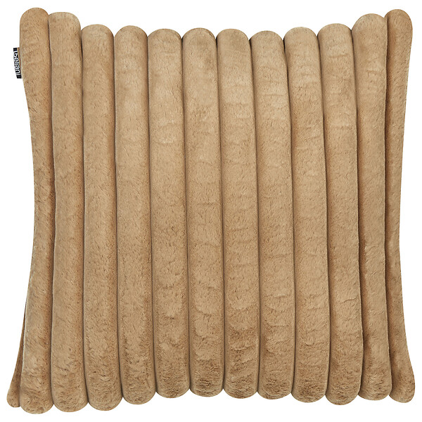 BELIANI - Lot de 2 coussins décoratifs RAKYA Fourrure synthétique 45 x 45 cm Marron clair À rayure - large