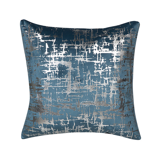 BELIANI - Lot de 2 coussins décoratifs GARDENIA Velours 45 x 45 cm Bleu Motif abstrait - large