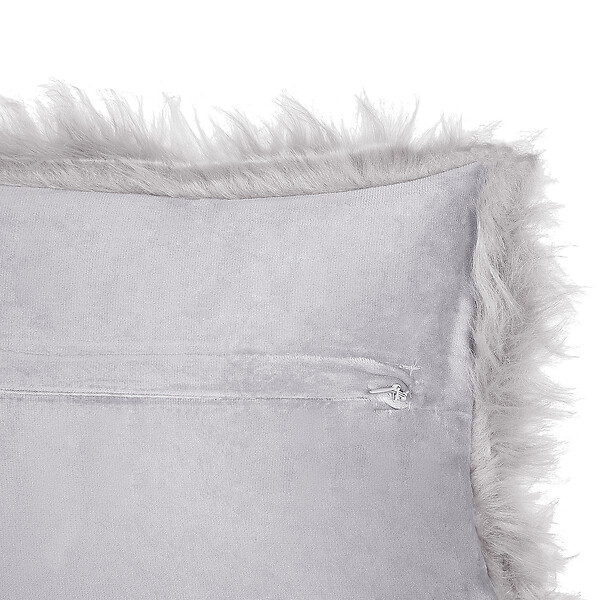 BELIANI - Lot de 2 coussins décoratifs LUBHA Fourrure synthétique 42 x 42 cm Gris clair Unicolore - large