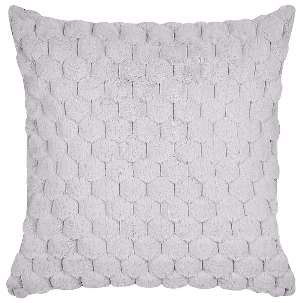 BELIANI - Lot de 2 coussins décoratifs PURSLANE Fourrure synthétique 43 x 43 cm Gris clair Motif géométrique - large
