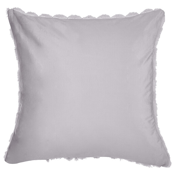 BELIANI - Lot de 2 coussins décoratifs PURSLANE Fourrure synthétique 43 x 43 cm Gris clair Motif géométrique - large