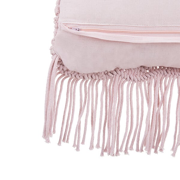 BELIANI - Lot de 2 coussins décoratifs YANIKLAR Coton 40 x 40 cm Rose Motif géométrique - large