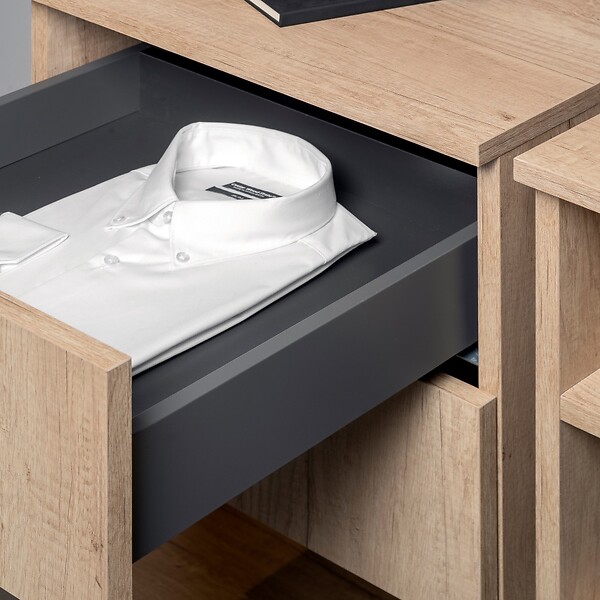 EMUCA - Tiroir extérieur Vertex Push Synchro avec réglages 3D, hauteur 131mm, 40kg, profondeur 450mm, Acier, Gris antracite - large
