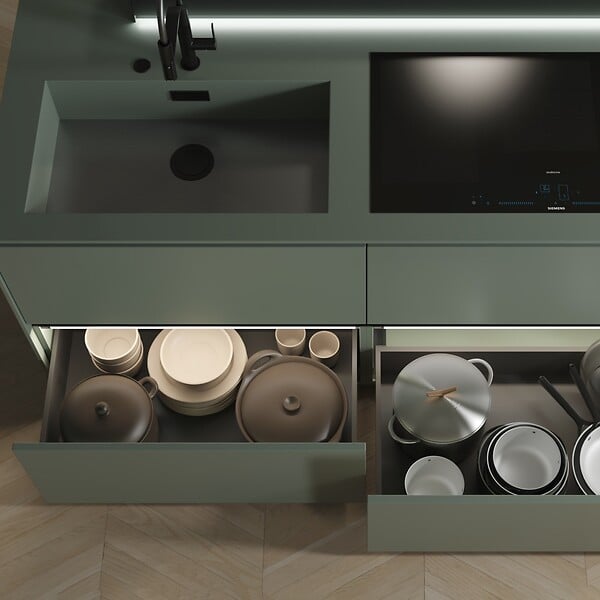 EMUCA - Tiroir extérieur Vertex avec réglages 3D hauteur 178mm, 60kg, profondeur 500mm, acier, Gris antracite - large