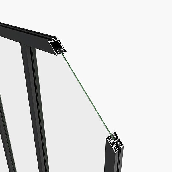 AICA SANITAIRE - Verrière Atelier en 5 vitrage fixe en cadre noir H.108cm x L.153cm verrière fixe kit de verrière et vitrage - large