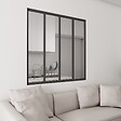 AICA SANITAIRE - Verrière Atelier en 4 vitrage fixe en cadre noir H.108cm x L.123cm verrière fixe kit de verrière et vitrage - vignette