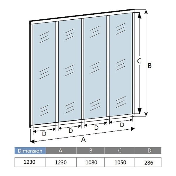 AICA SANITAIRE - Verrière Atelier en 4 vitrage fixe en cadre noir H.108cm x L.123cm verrière fixe kit de verrière et vitrage - large