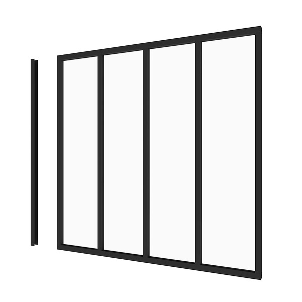 AICA SANITAIRE - Verrière transparents 4 carreaux H.108cm x L.123cm Verrière Atelier en aluminium noir mat - large