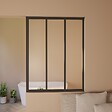 AICA SANITAIRE - Verrière transparents 3 carreaux H.108cm x L.93cm Verrière Atelier en aluminium noir mat - vignette