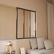 AICA SANITAIRE - Verrière transparents 3 carreaux H.108cm x L.93cm Verrière Atelier en aluminium noir mat - vignette