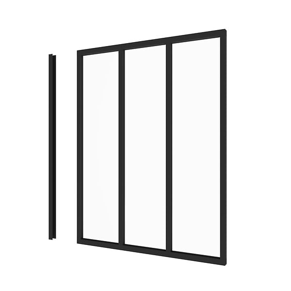 AICA SANITAIRE - Verrière transparents 3 carreaux H.108cm x L.93cm Verrière Atelier en aluminium noir mat - large