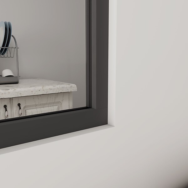 AICA SANITAIRE - Verrière Atelier en 3 vitrage fixe en cadre noir H.108cm x L.93cm verrière fixe kit de verrière et vitrage - large