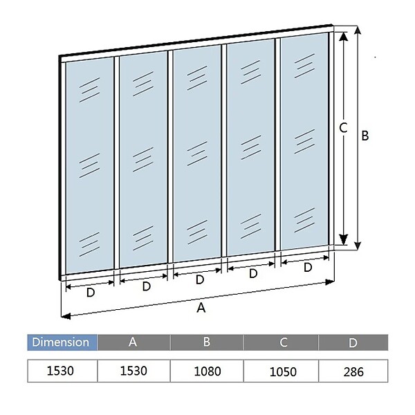 AICA SANITAIRE - Verrière transparents 5 carreaux H.108cm x L.153cm Verrière Atelier en aluminium noir mat - large