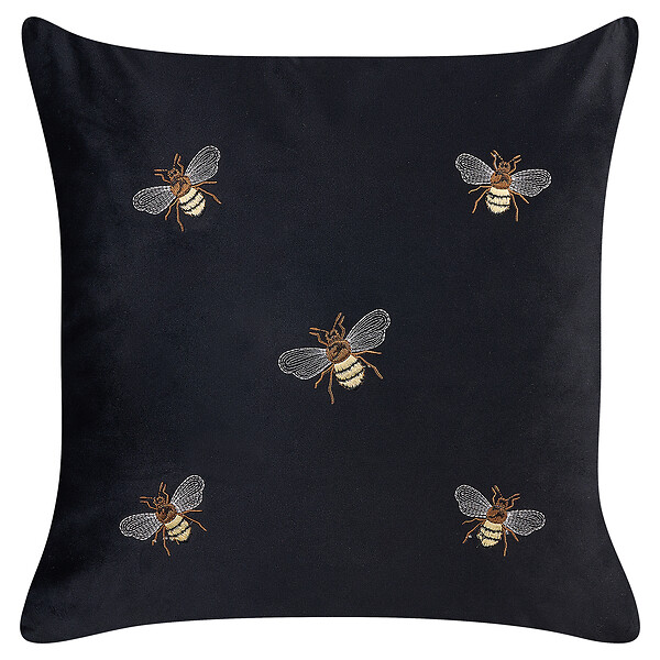BELIANI - Lot de 2 coussins décoratifs TALINUM Velours 45 x 45 cm Noir Motif animal - large