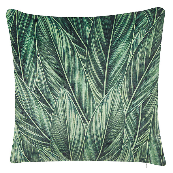 BELIANI - Lot de 2 coussins décoratifs DIASCIA Velours 45 x 45 cm Vert Motif de plante - large
