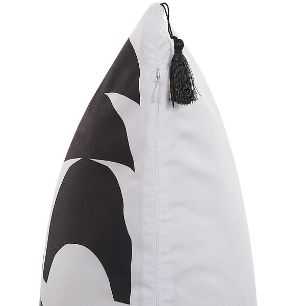 BELIANI - Lot de 2 coussins décoratifs LIRIOPE 45 x 45 cm Noir/blanc Motif géométrique - large