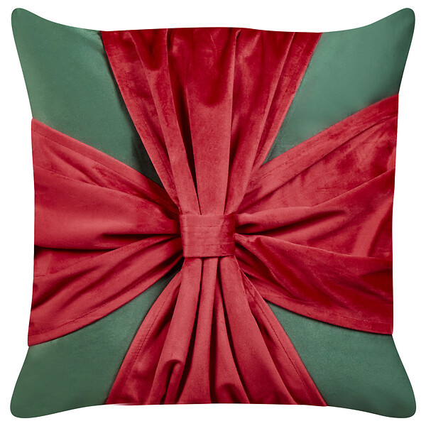 BELIANI - Lot de 2 coussins décoratifs MARSHMALLOW Velours 45 x 45 cm Rouge Vert Motif de Noël - large
