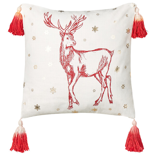 BELIANI - Lot de 2 coussins décoratifs VALLOTA Coton 45 x 45 cm Blanc Motif de Noël - large