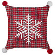 BELIANI - Lot de 2 coussins décoratifs LONICERA 45 x 45 cm Rouge Motif de Noël - vignette