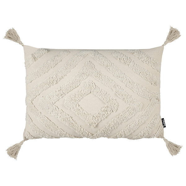 BELIANI - Lot de 2 coussins décoratifs CRATAEGUS Coton 40 x 60 cm Beige clair Motif géométrique - large