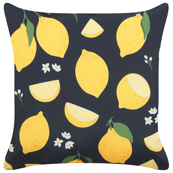 BELIANI - Lot de 2 coussins décoratifs CITRUS 45 x 45 cm Noir Motif de plante - large