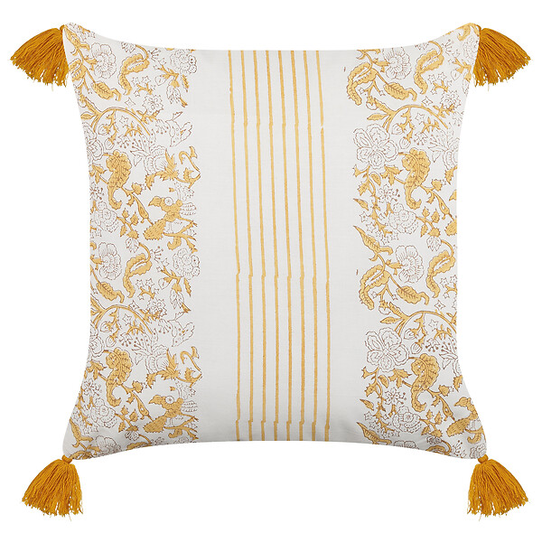 BELIANI - Lot de 2 coussins décoratifs BILOBA Coton 45 x 45 cm Jaune Motif floral - large