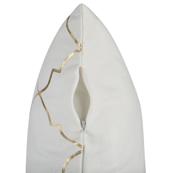 BELIANI - Lot de 2 coussins décoratifs ALYSSUM Coton 45 x 45 cm Blanc Motif de treillis - large