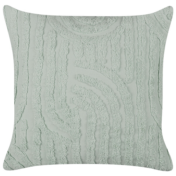 BELIANI - Lot de 2 coussins décoratifs TELLIMA Coton 45 x 45 cm Vert menthe Motif géométrique - large