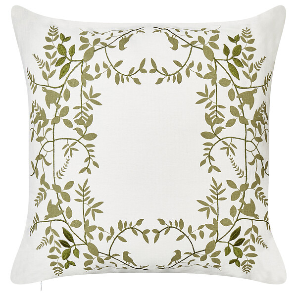 BELIANI - Lot de 2 coussins décoratifs ZALEYA Coton 45 x 45 cm Blanc Motif floral - large