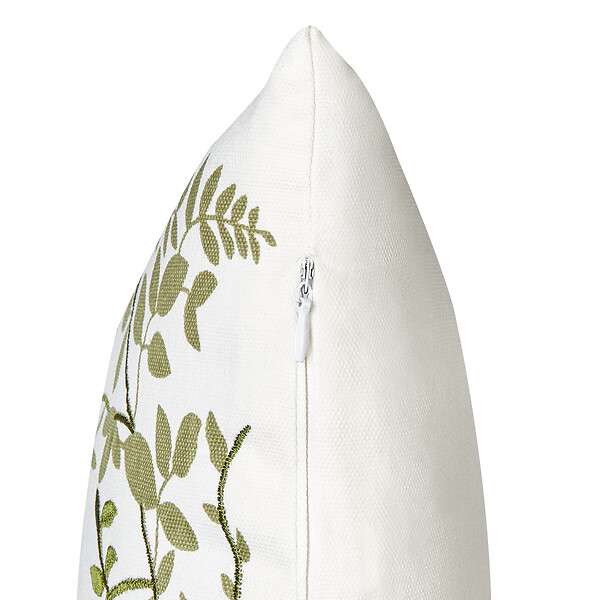 BELIANI - Lot de 2 coussins décoratifs ZALEYA Coton 45 x 45 cm Blanc Motif floral - large