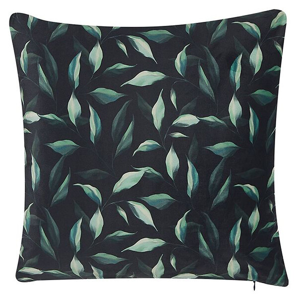 BELIANI - Lot de 2 coussins décoratifs TOADFLAX Velours 45 x 45 cm Vert Noir Motif de plante - large