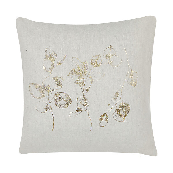 BELIANI - Lot de 2 coussins décoratifs GOMPHRENA 45 x 45 cm Beige clair Motif de plante - large