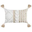 BELIANI - Lot de 2 coussins décoratifs VALVARIA 30 x 50 cm Coton Blanc cassé Motif à chevrons - vignette