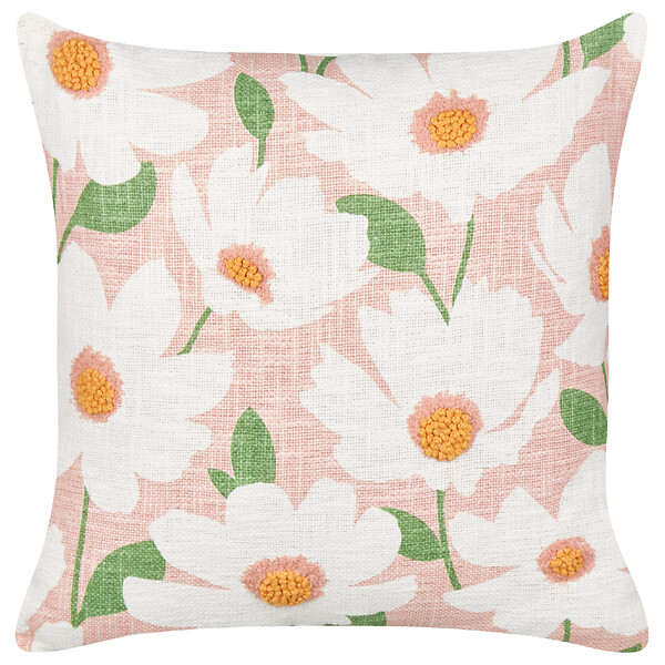 BELIANI - Lot de 2 coussins décoratifs JATROPHA Coton 45 x 45 cm Rose Motif floral - large