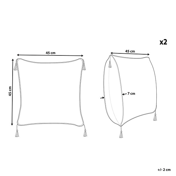 BELIANI - Lot de 2 coussins décoratifs SCHEFFLERA Velours 45 x 45 cm Blanc Motif géométrique - large