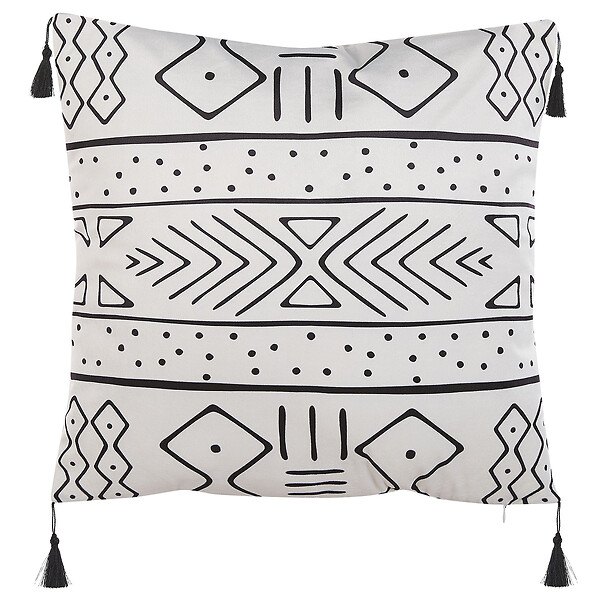 BELIANI - Lot de 2 coussins décoratifs SCHEFFLERA Velours 45 x 45 cm Blanc Motif géométrique - large