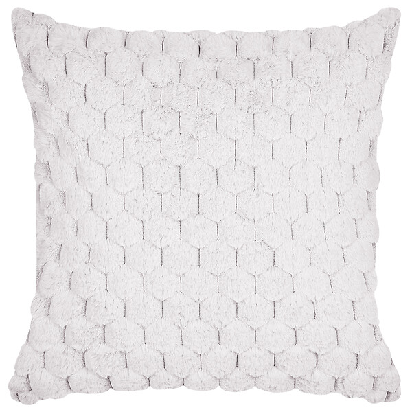 BELIANI - Lot de 2 coussins décoratifs PURSLANE Fourrure synthétique 43 x 43 cm Blanc Motif géométrique - large